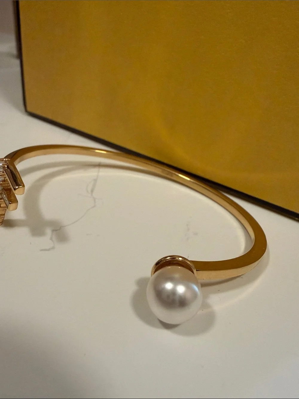 Fendi First Gold Pearl Open Cuff Bracelet - Picture 5 of 10